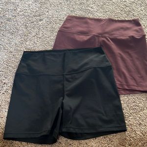 Maroon and black biker shorts bundled